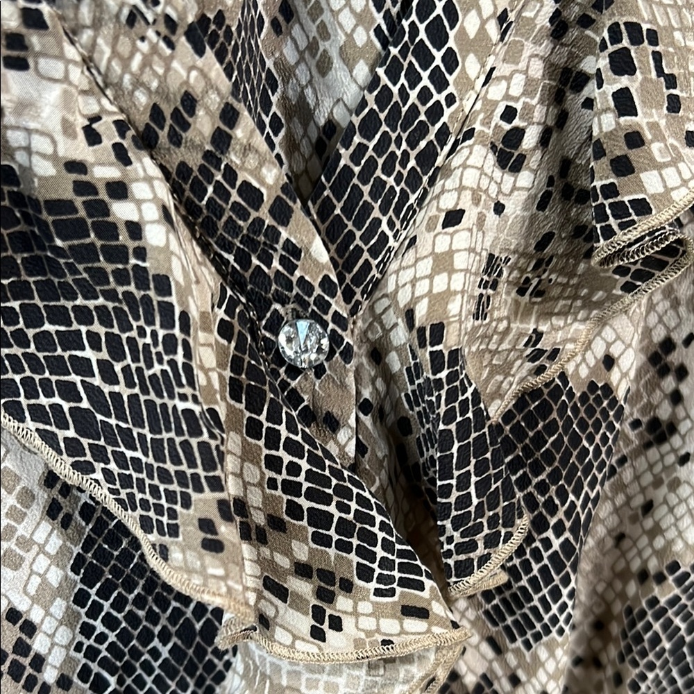 100% Silk International Concepts Ruffled Snake Print Dress, Baby Doll Fairy, 10 - Picture 4 of 11